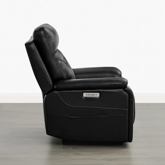Leather Lay-Flat Power Recliner with LED Lighting