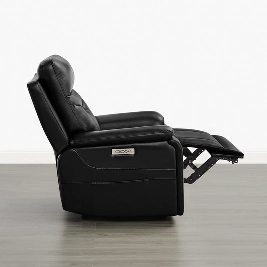 Leather Lay-Flat Power Recliner with LED Lighting