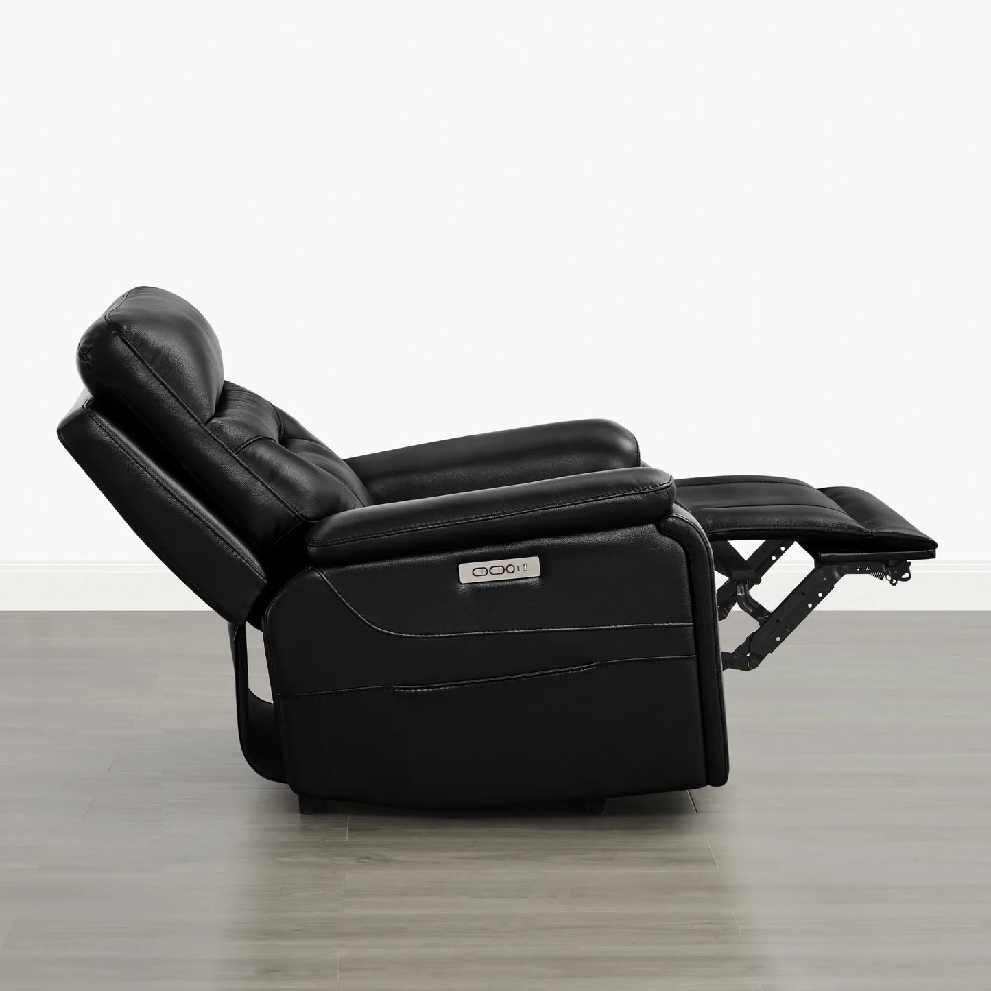 Leather Lay-Flat Power Recliner with LED Lighting