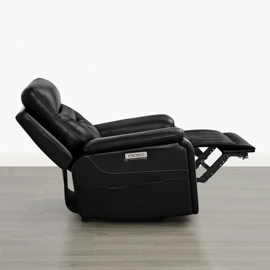 Leather Lay-Flat Power Recliner with LED Lighting