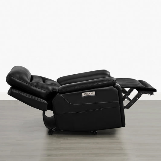 Leather Lay-Flat Power Recliner with LED Lighting
