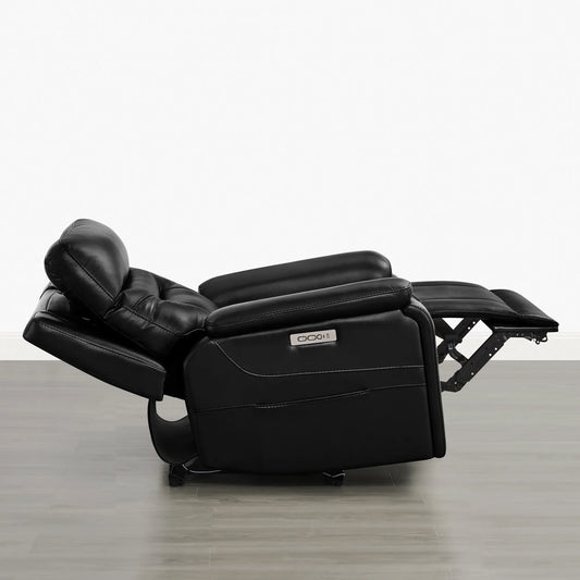 Leather Lay-Flat Power Recliner with LED Lighting