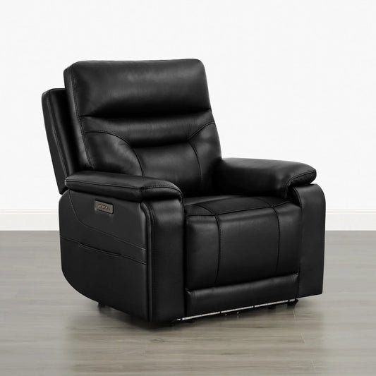 Leather Lay-Flat Power Recliner with LED Lighting