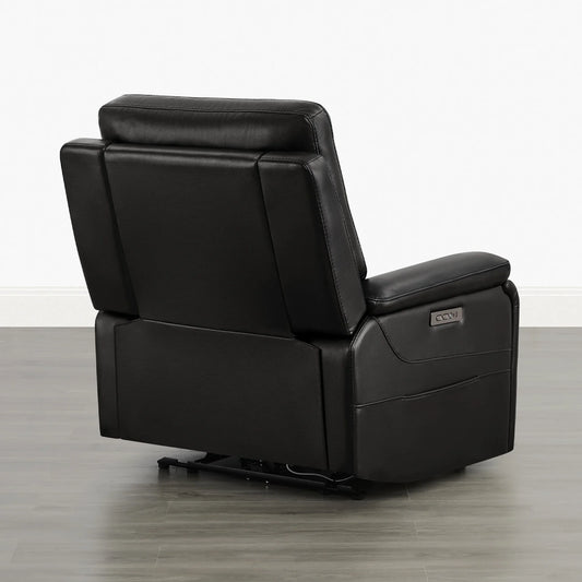 Leather Lay-Flat Power Recliner with LED Lighting