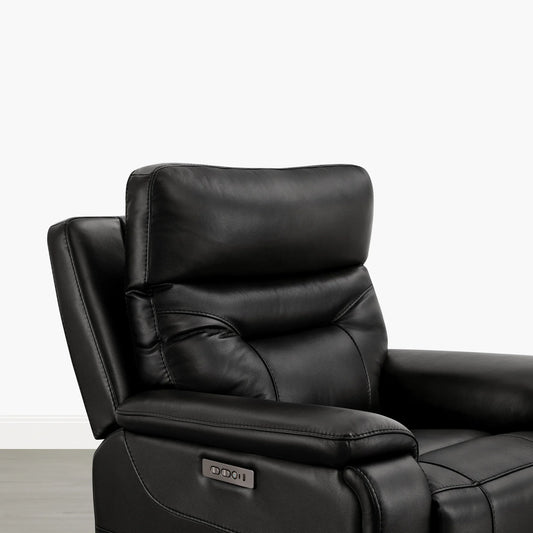 Leather Lay-Flat Power Recliner with LED Lighting