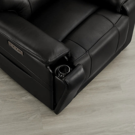Leather Lay-Flat Power Recliner with LED Lighting