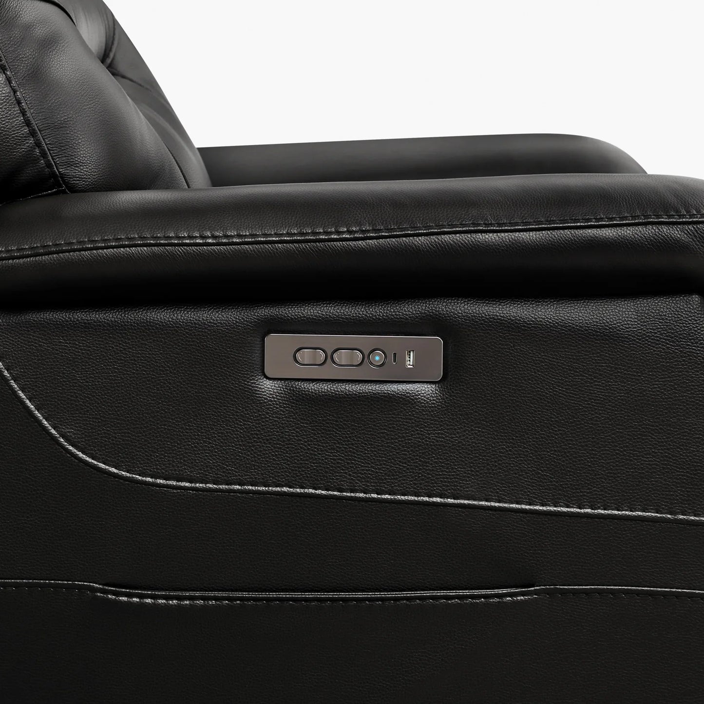 Leather Lay-Flat Power Recliner with LED Lighting