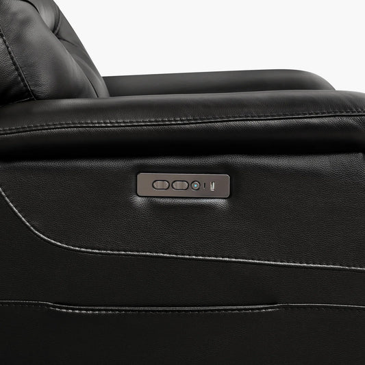 Leather Lay-Flat Power Recliner with LED Lighting