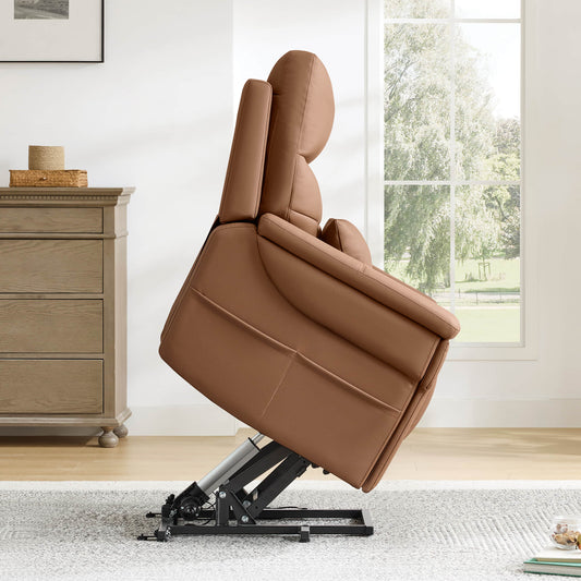 Leather Lift Assist Recliner with Heat Massage Feature