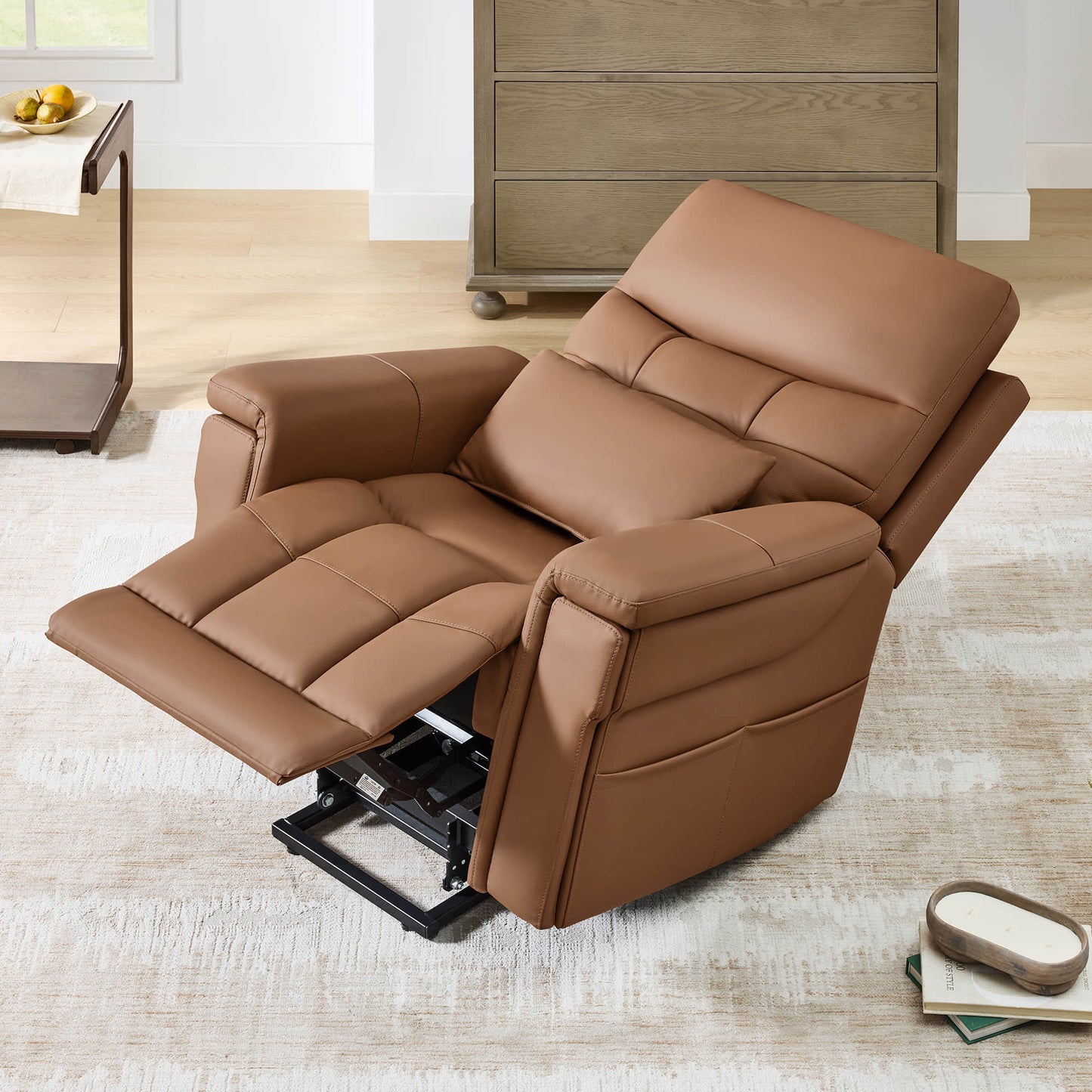 Leather Lift Assist Recliner with Heat Massage Feature