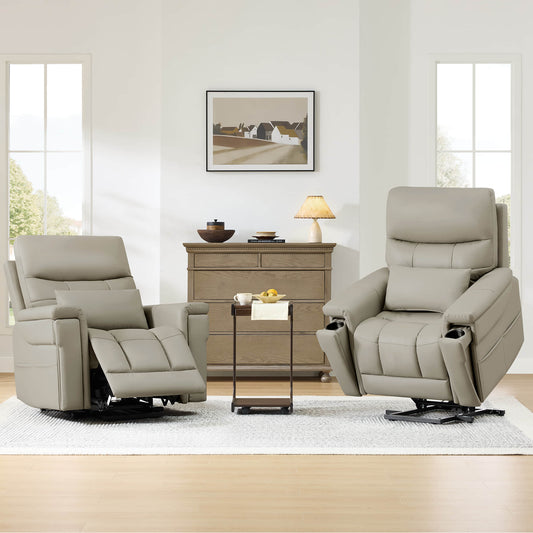 Leather Lift Assist Recliner with Heat Massage Feature