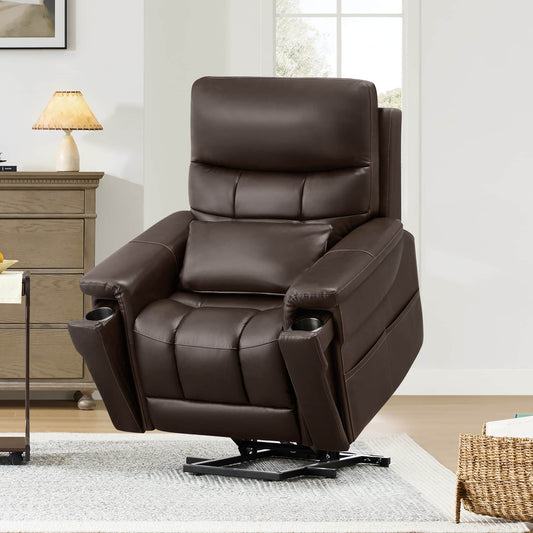 Leather Lift Assist Recliner with Heat Massage Feature