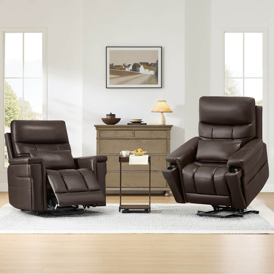 Leather Lift Assist Recliner with Heat Massage Feature