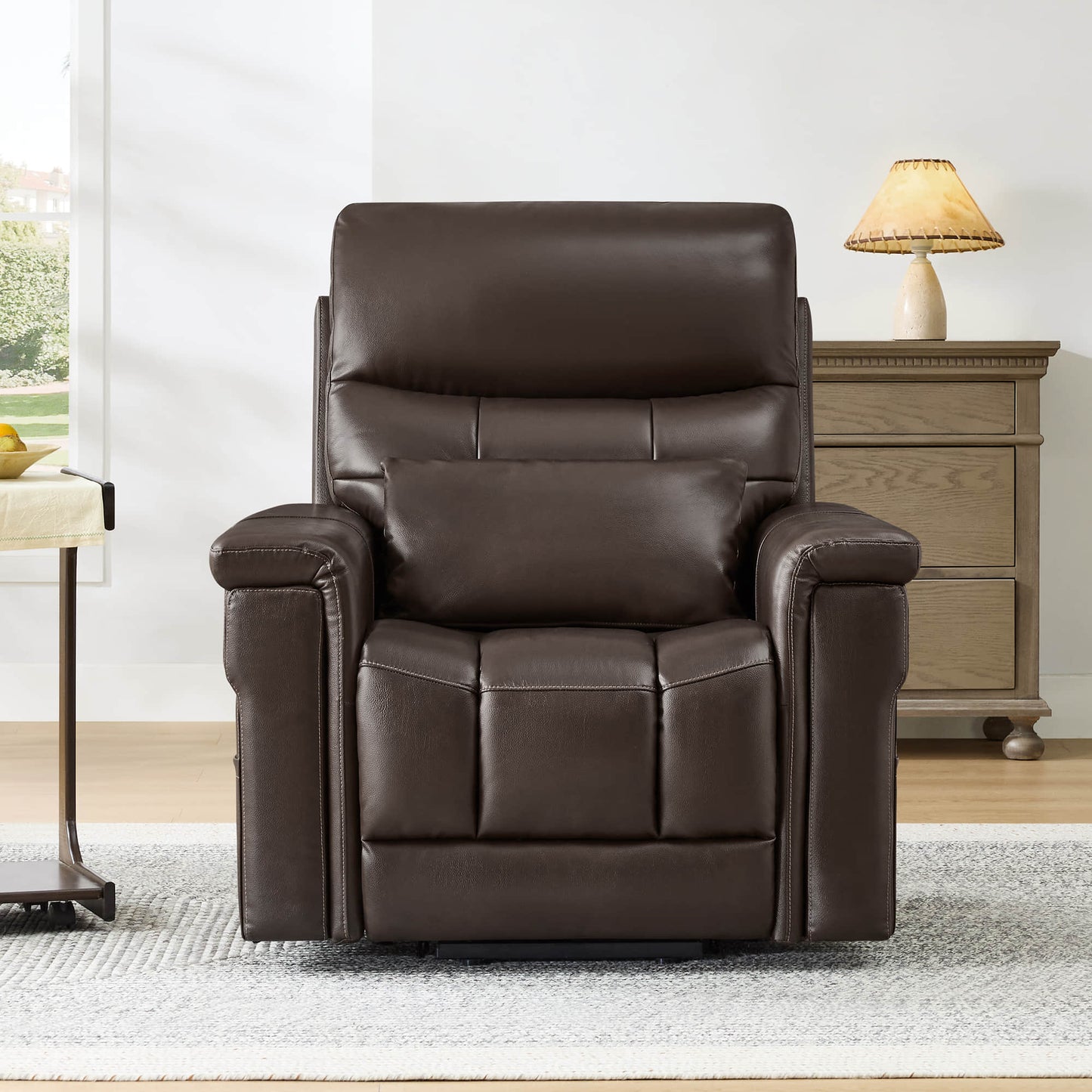 Leather Lift Assist Recliner with Heat Massage Feature