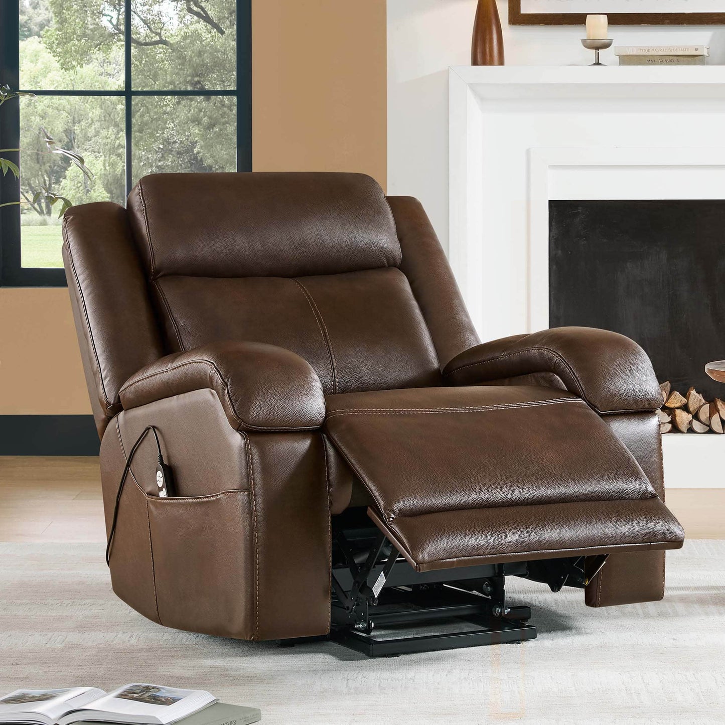 Leather Lift Assist Recliner with Power Headrest