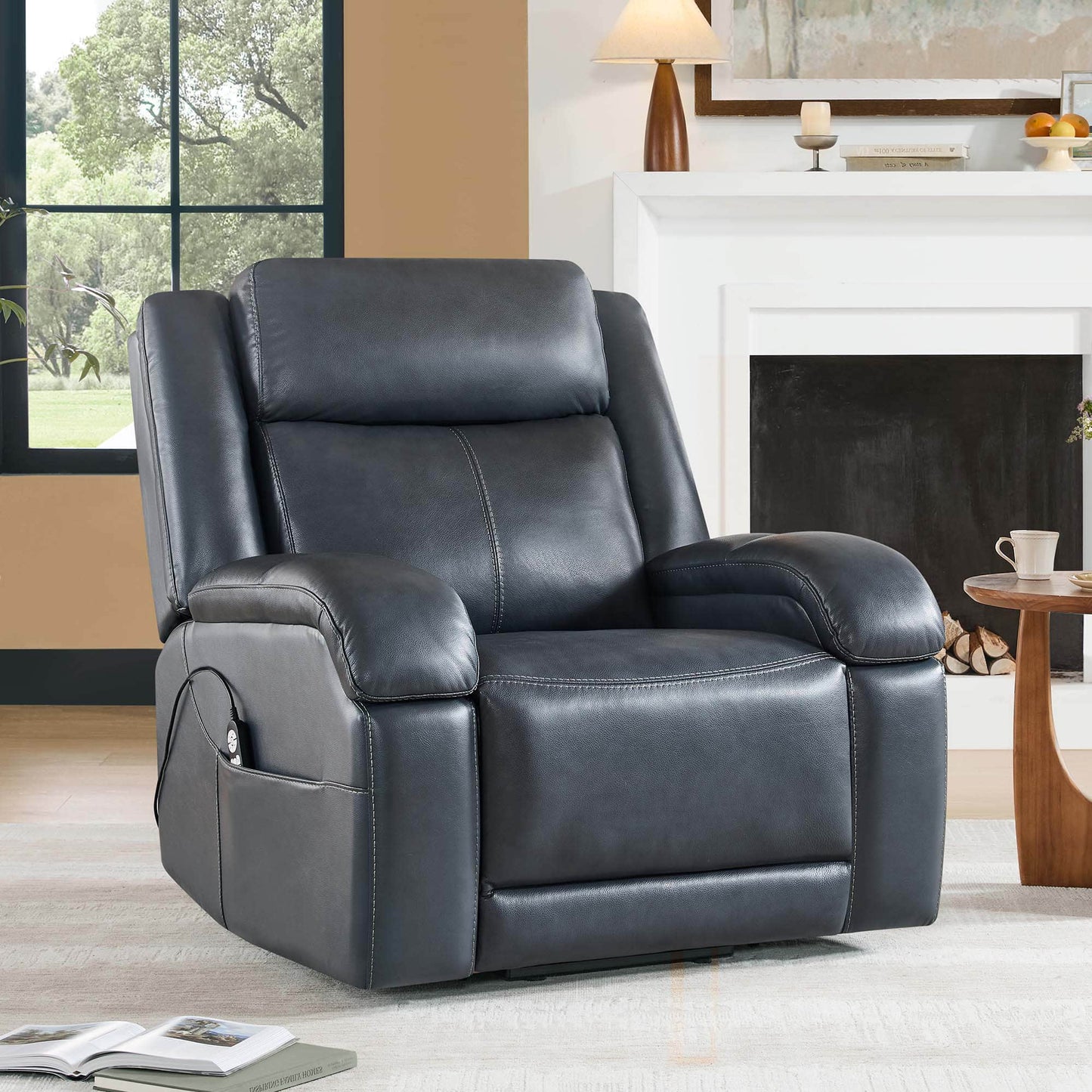 Leather Lift Assist Recliner with Power Headrest