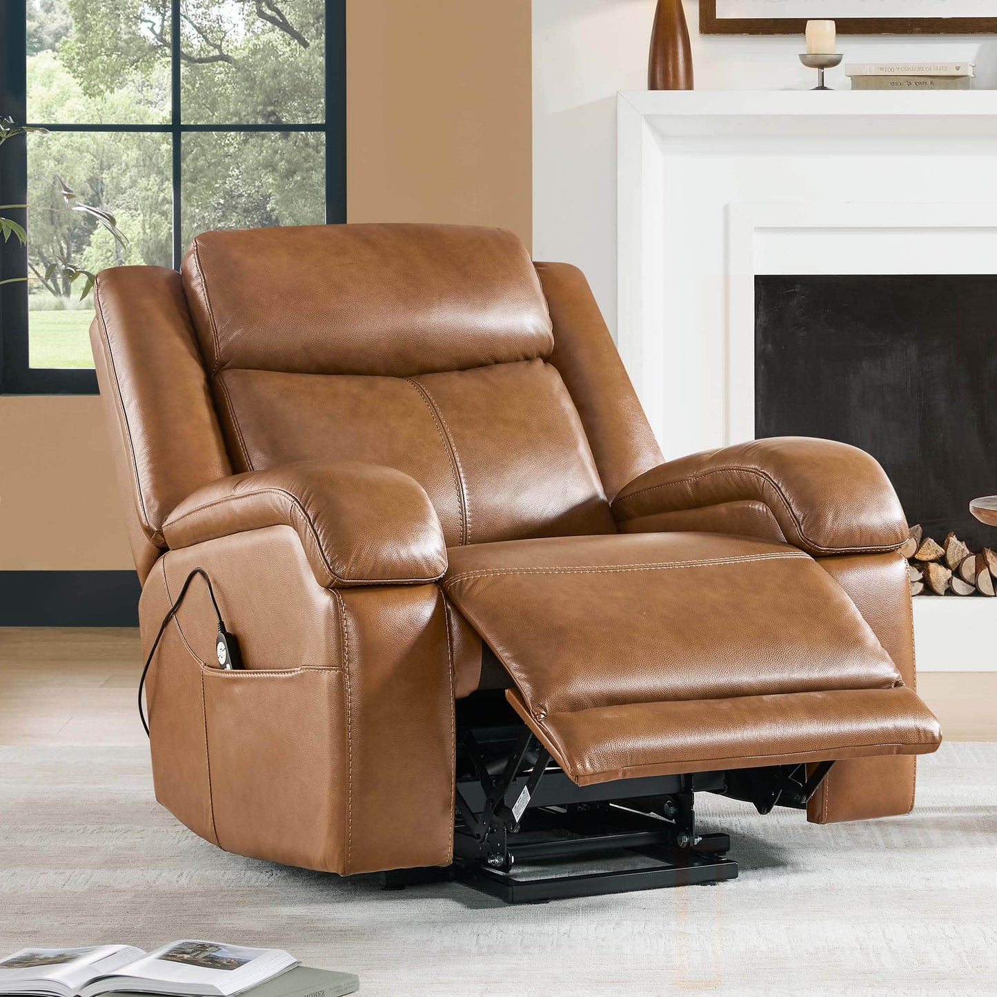 Leather Lift Assist Recliner with Power Headrest