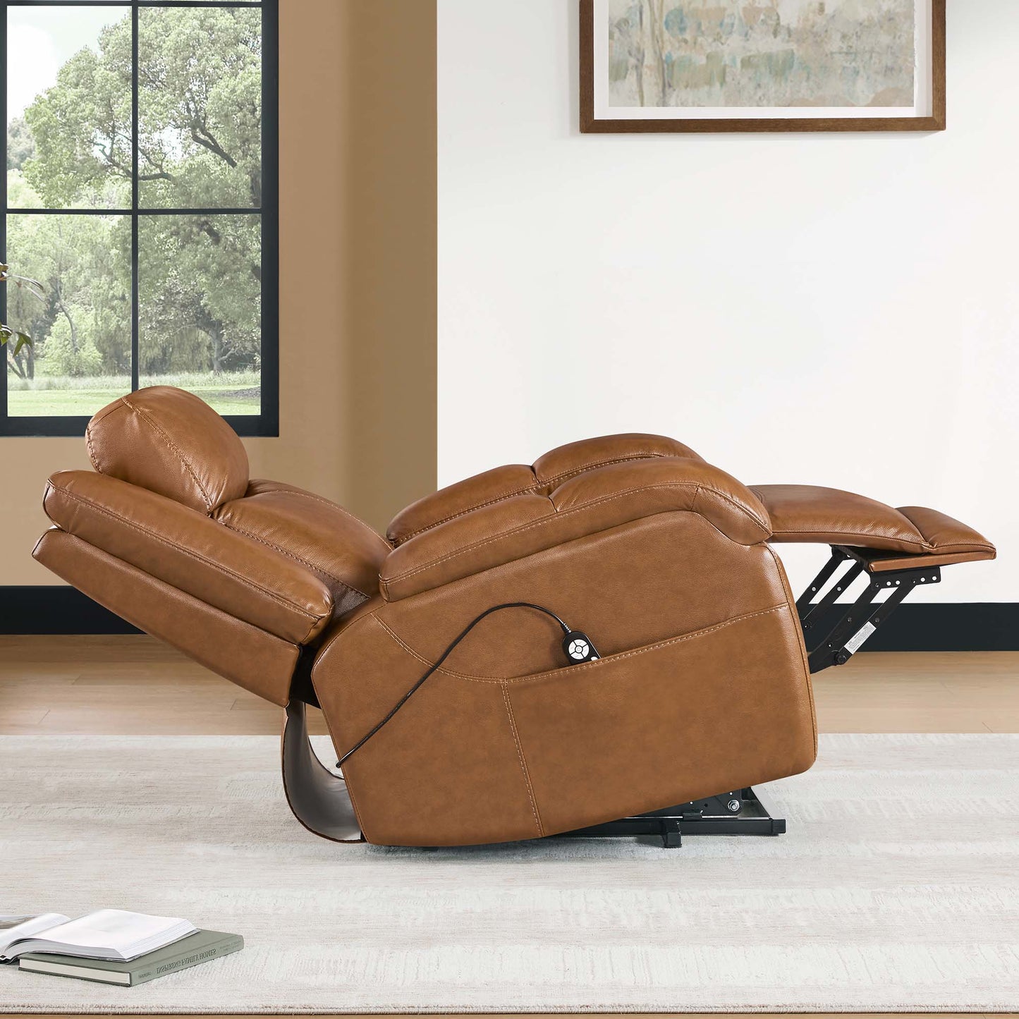 Leather Lift Assist Recliner with Power Headrest