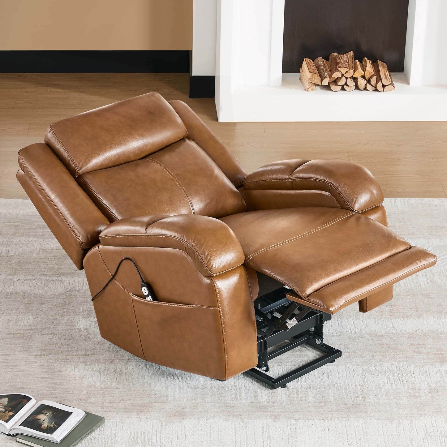 Leather Lift Assist Recliner with Power Headrest