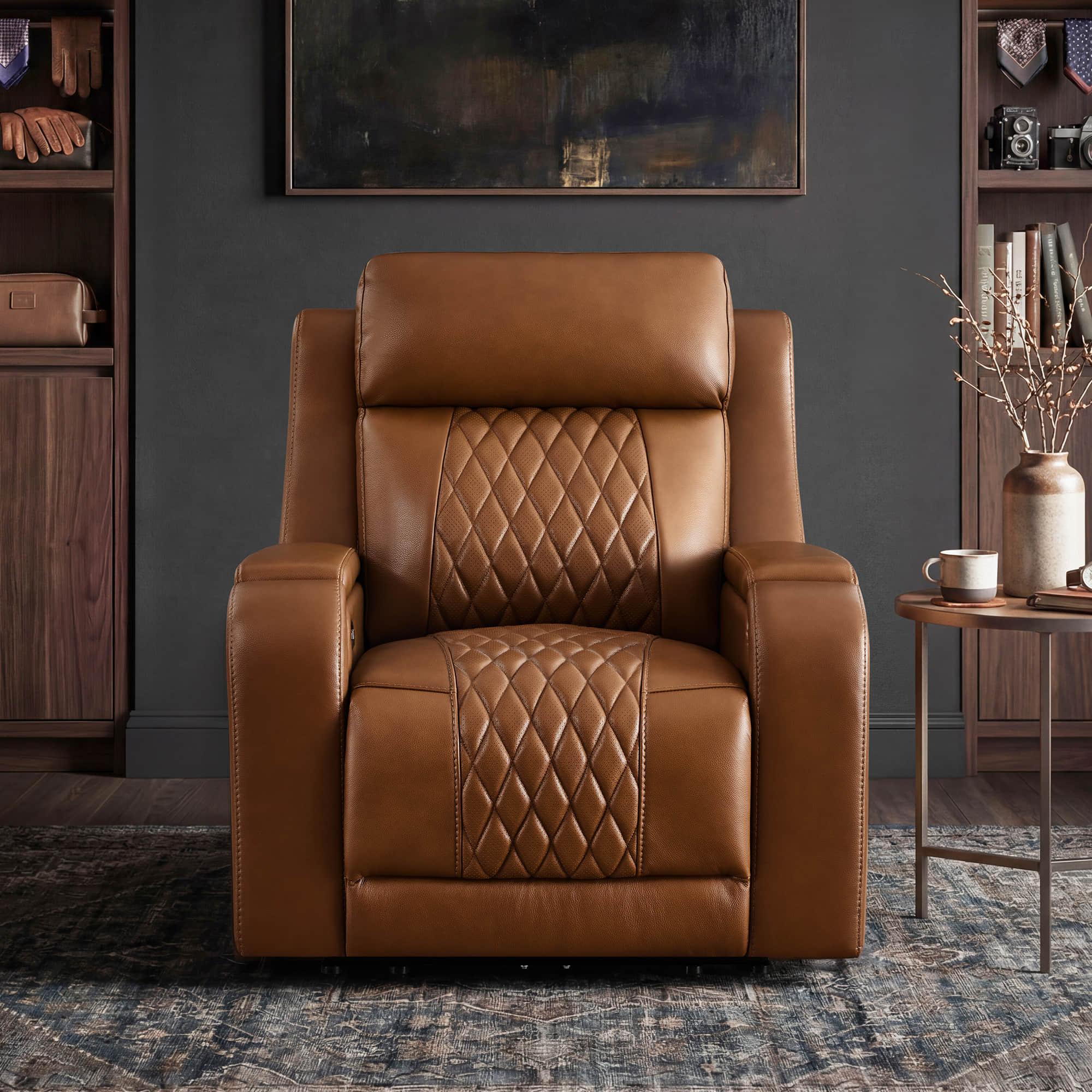 Leather Power Recliner with Heat, Cooling & Adjustable Headrest