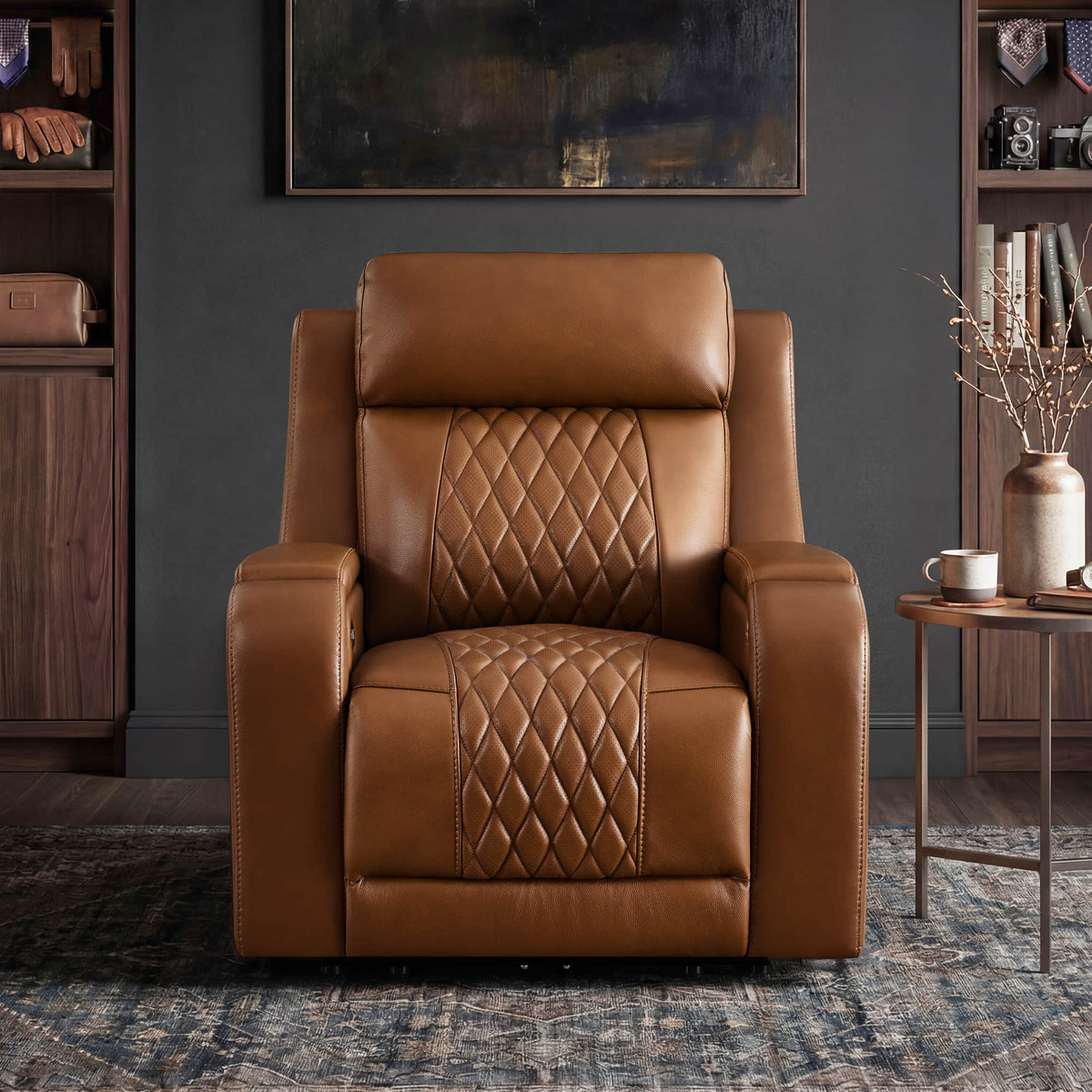 Leather Power Recliner with Heat, Cooling & Adjustable Headrest
