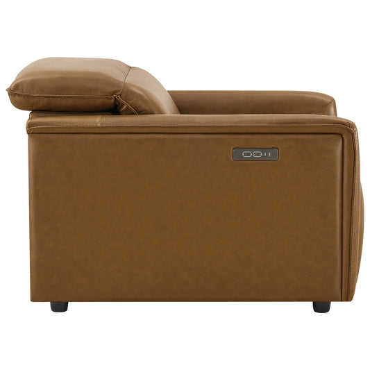 Leather Power Recliner with Zero-Wall Design