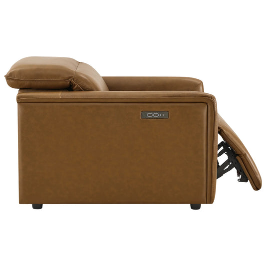 Leather Power Recliner with Zero-Wall Design