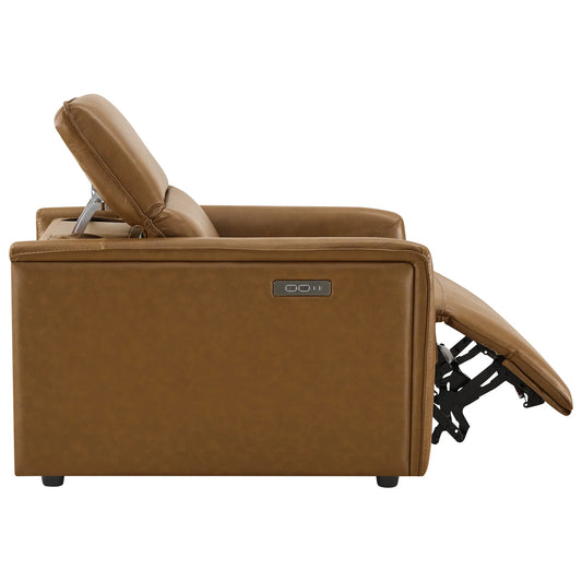 Leather Power Recliner with Zero-Wall Design