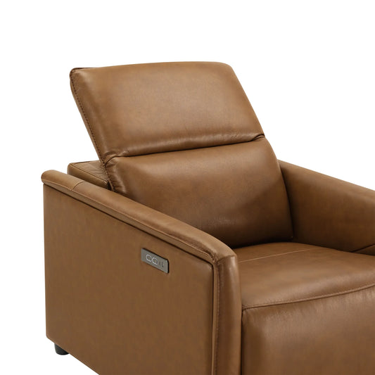 Leather Power Recliner with Zero-Wall Design