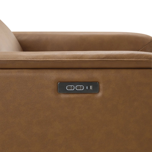 Leather Power Recliner with Zero-Wall Design