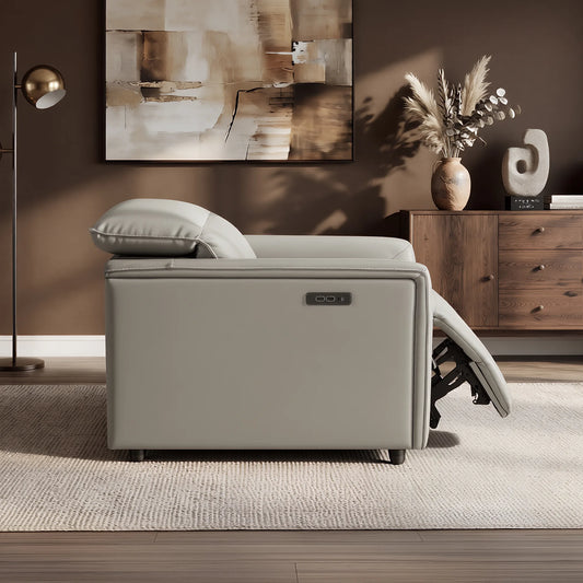 Leather Power Recliner with Zero-Wall Design