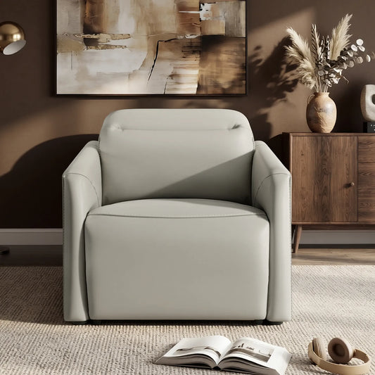 Leather Power Recliner with Zero-Wall Design