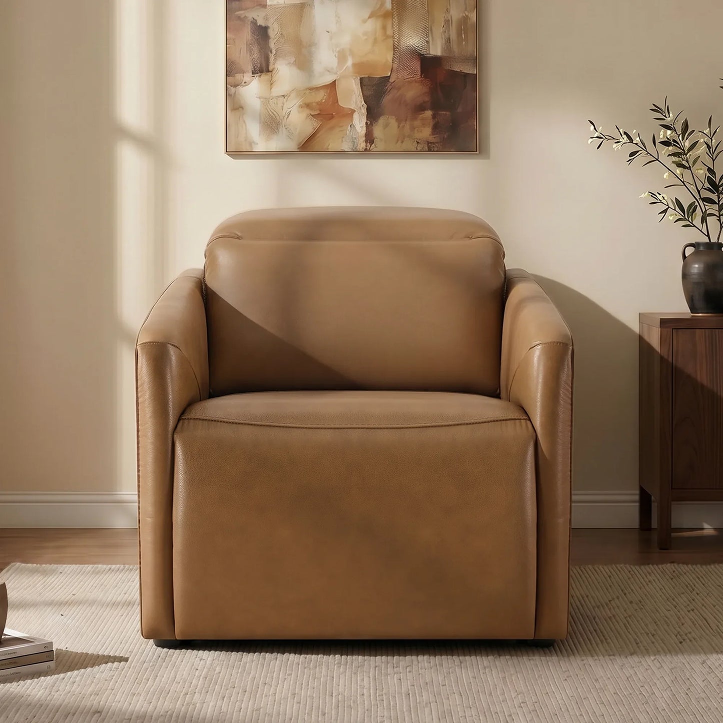 Leather Power Recliner with Zero-Wall Design