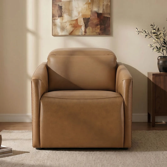 Leather Power Recliner with Zero-Wall Design