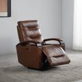 Leather Power Swivel Glider Recliner with Charging Port