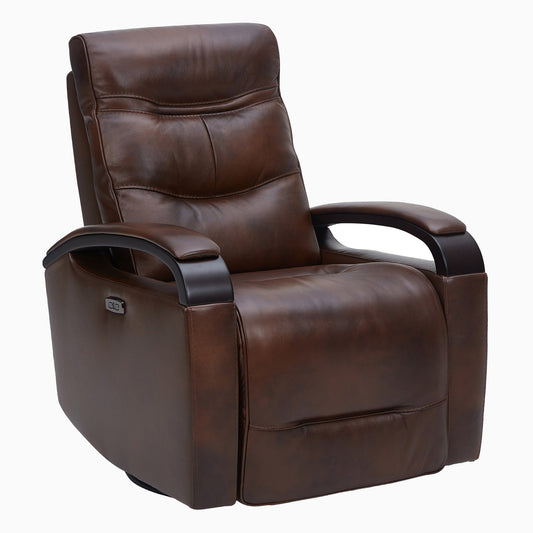Leather Power Swivel Glider Recliner with Charging Port