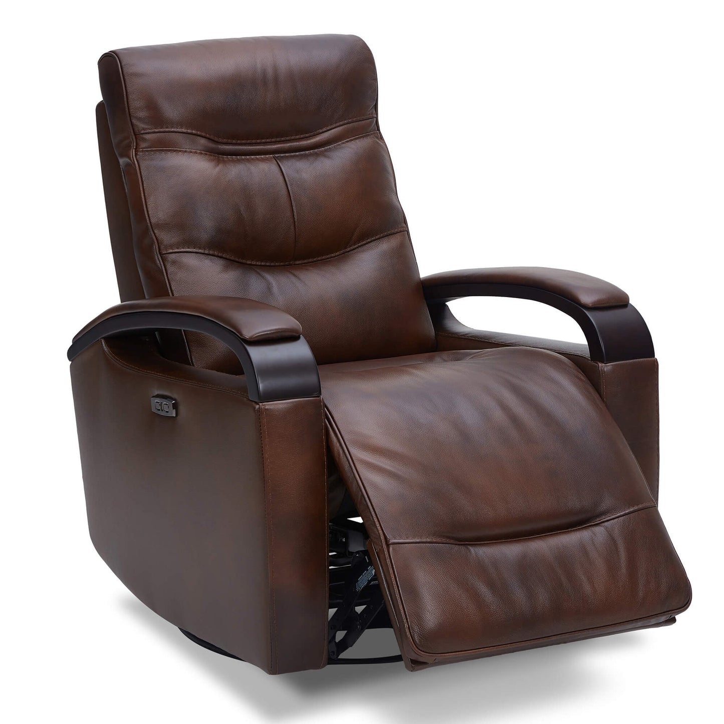 Leather Power Swivel Glider Recliner with Charging Port