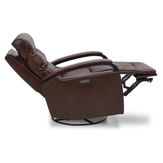Leather Power Swivel Glider Recliner with Charging Port