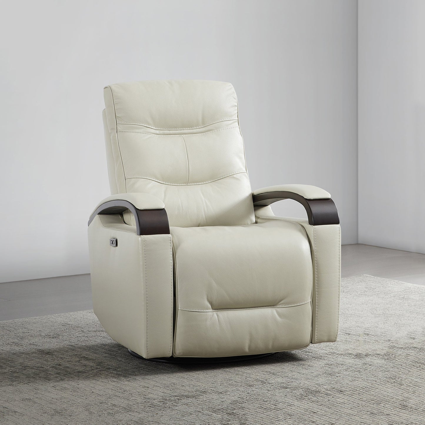 Leather Power Swivel Glider Recliner with Charging Port