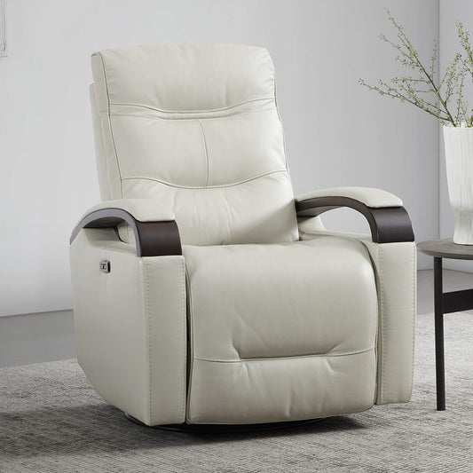 Leather Power Swivel Glider Recliner with Charging Port