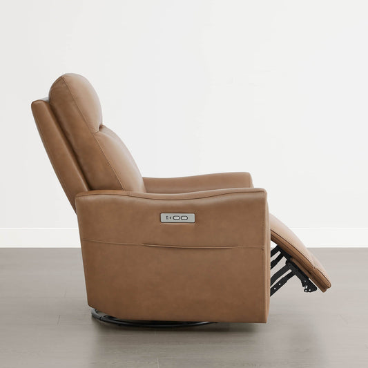 Leather Power Swivel Glider Recliner with Modern Design