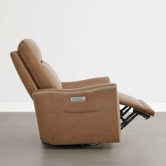 Leather Power Swivel Glider Recliner with Modern Design