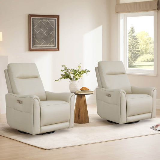Leather Power Swivel Glider Recliner with Modern Design