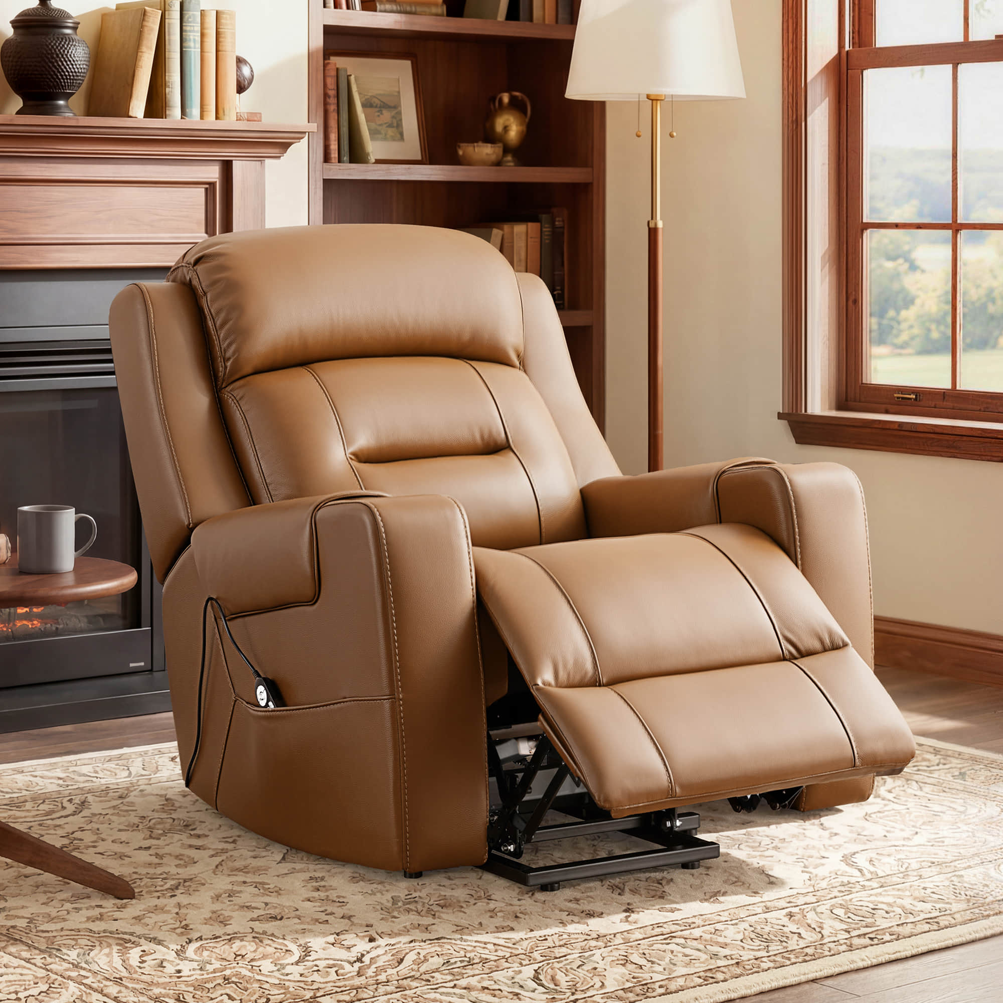 Leather Recliner Lift Chair with Power Massage and Heat