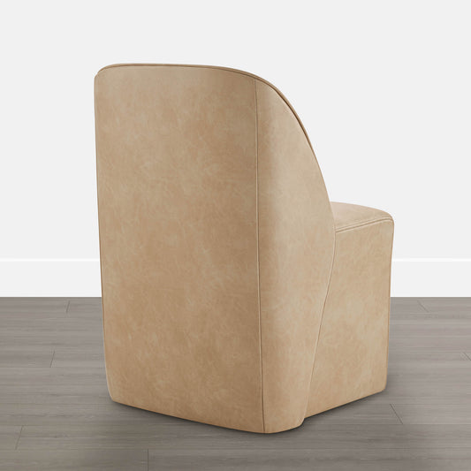Leather Rolling Dining Chair Set with Caster Base
