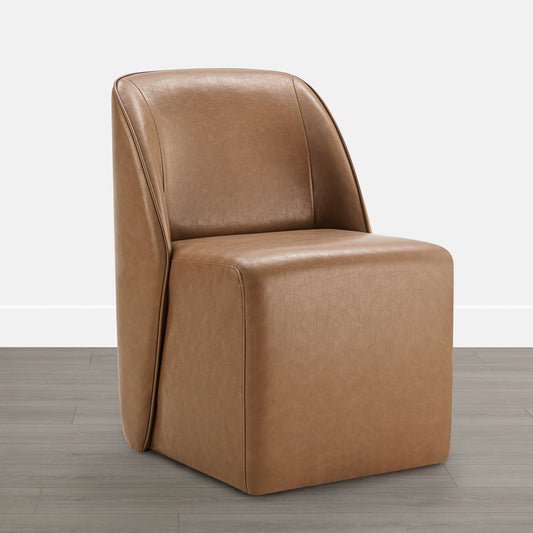 Leather Rolling Dining Chair Set with Caster Base