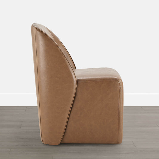 Leather Rolling Dining Chair Set with Caster Base