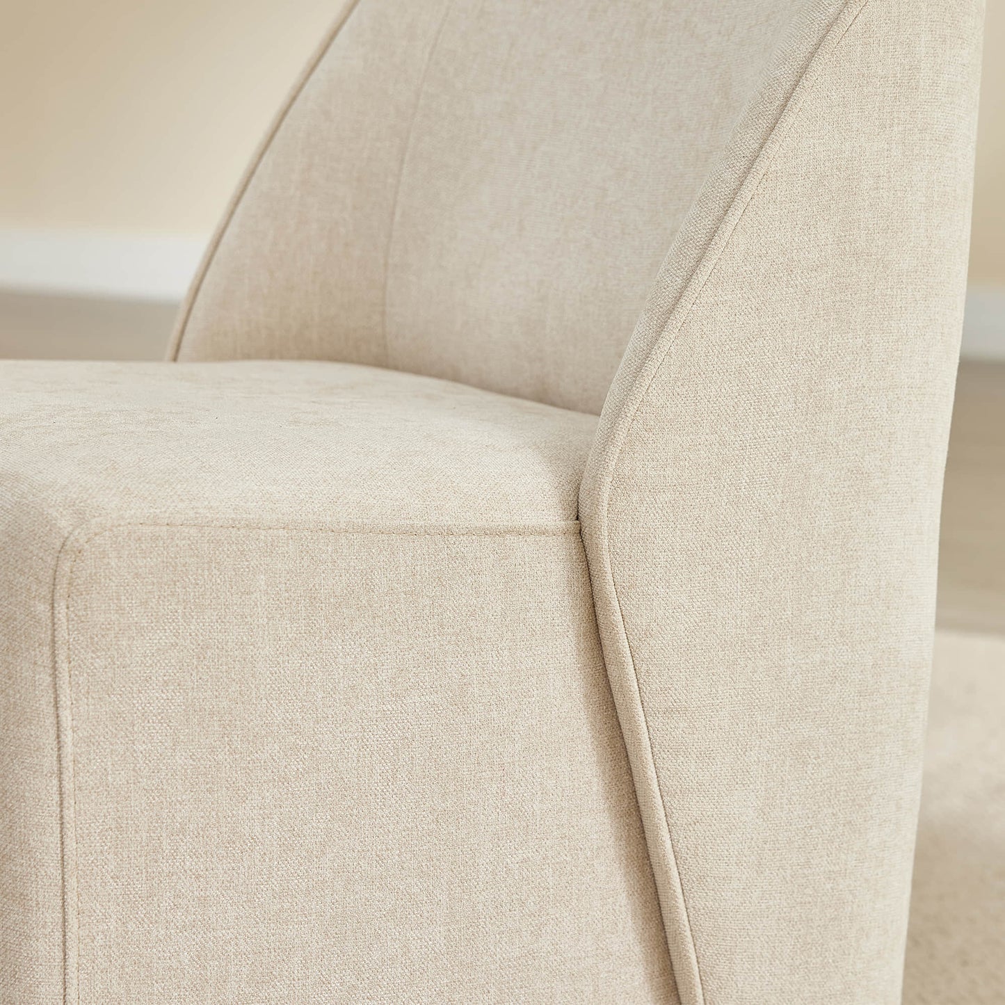 Leather Rolling Dining Chair Set with Caster Base