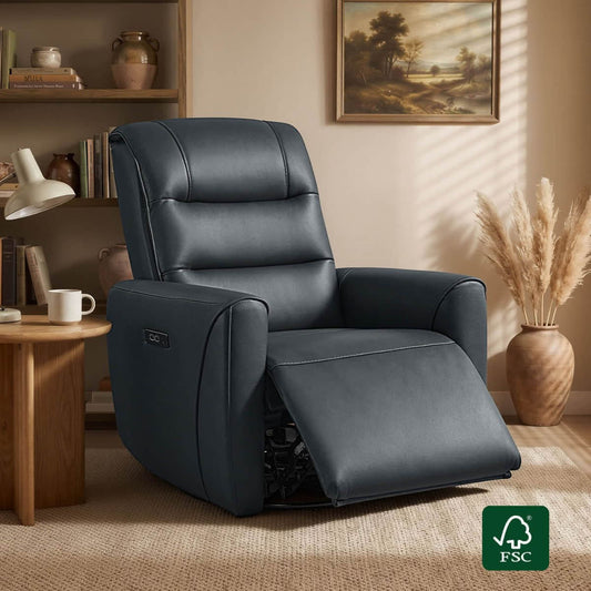 Leather Swivel Glider Recliner with Power Headrest