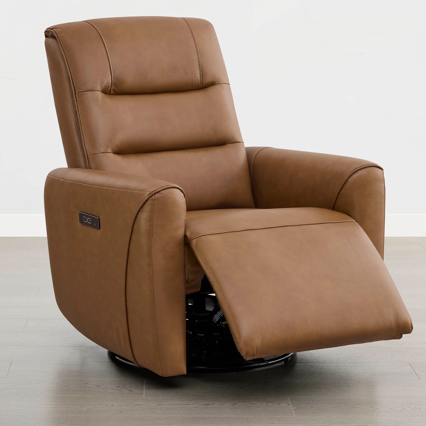 Leather Swivel Glider Recliner with Power Headrest